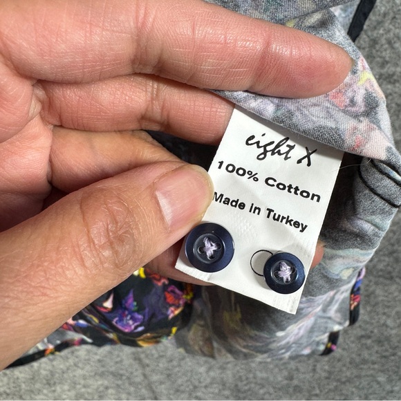 Eight X Premium Abstract Print Button Down Shirt Black Multicolor Size M Cotton - Picture 10 of 15